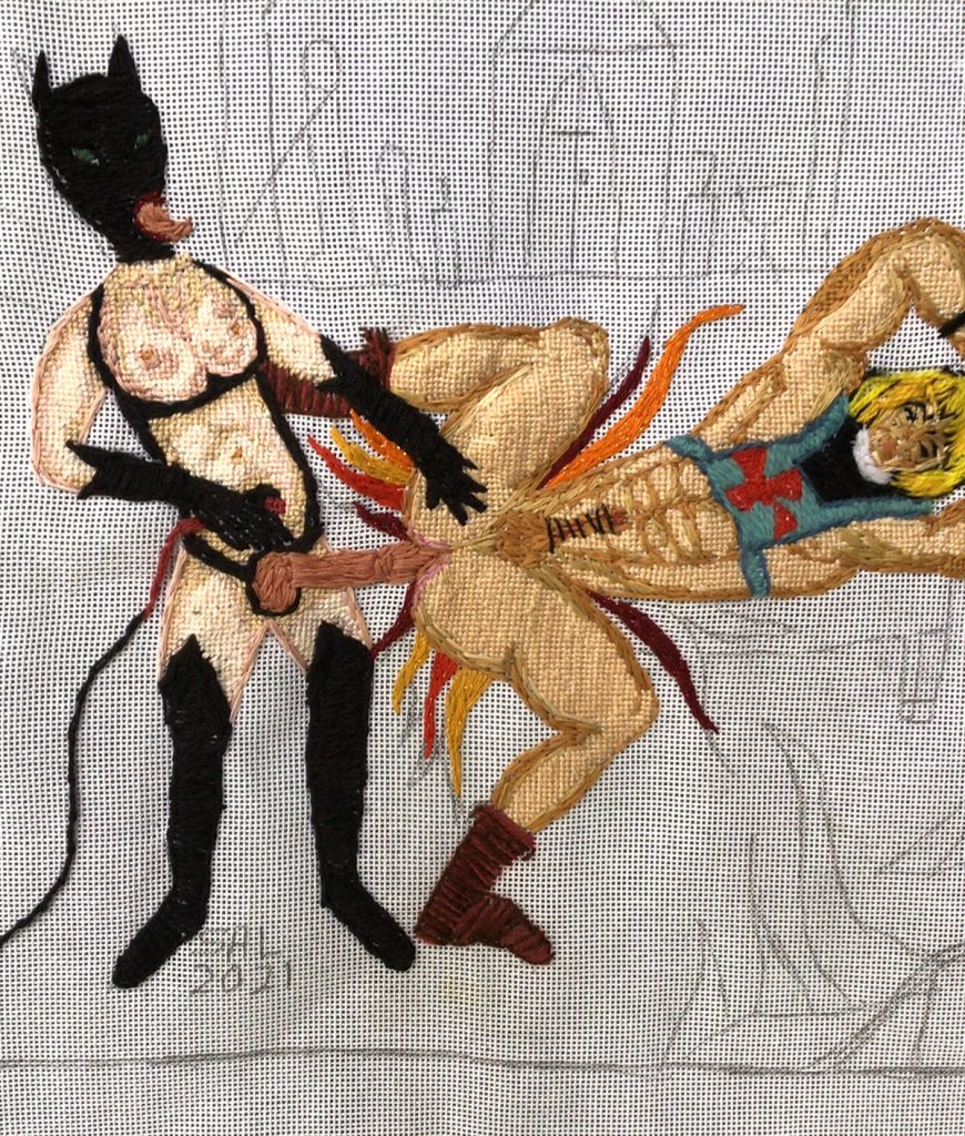 Cat Woman Does He Man Thread Painting