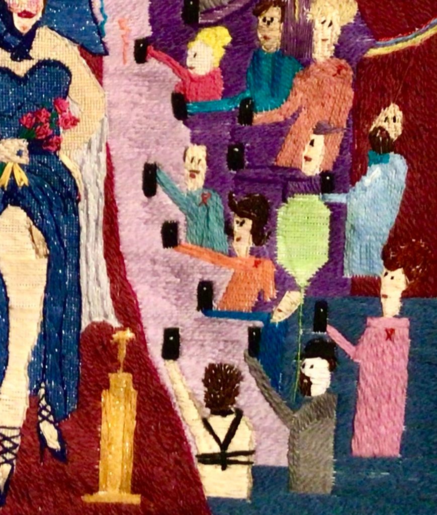 Close up of We Celebrate Drag Thread Painting